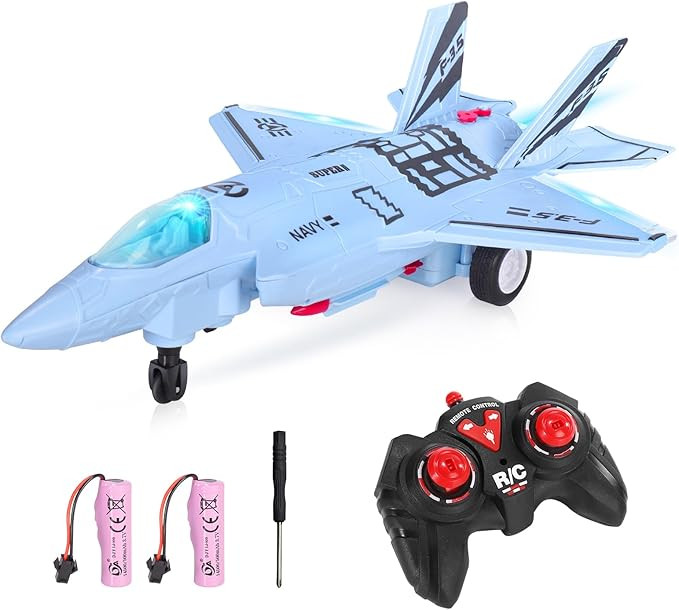 ele ELEOPTION RC Fighter Jet Toy Remote Control Plane Vehicle with Flashing Lights and Sound Heli... | Amazon (US)