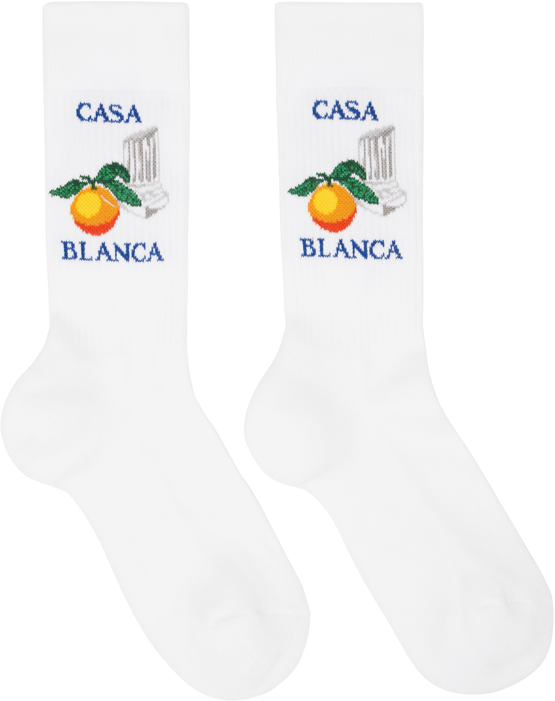 Casablanca White Orange Column Socks | SSENSE