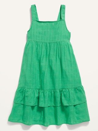 Sleeveless Tiered Textured-Dobby All-Day Midi Dress for Girls | Old Navy (US)