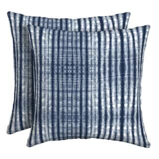 ARDEN SELECTIONS 16 in. x 16 in. Blue Shibori Stripe Outdoor Square Throw Pillow (2-Pack) ZN02554... | The Home Depot