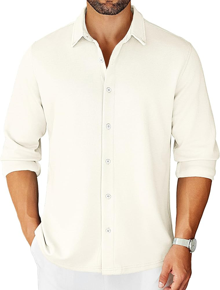 COOFANDY Mens Long Sleeve Wrinkle Free Shirts Stretch Dress Shirts Regular Fit Button Down Shirt | Amazon (US)