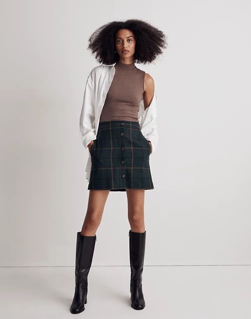 Wool Button-Front Mini Skirt | Madewell