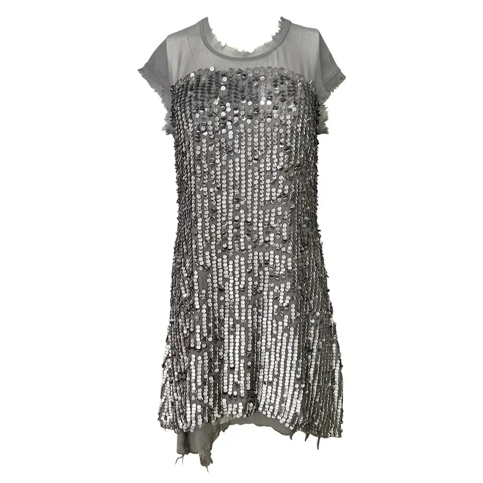 Madison Marcus Grey Sequin Mini Dress | 1stDibs