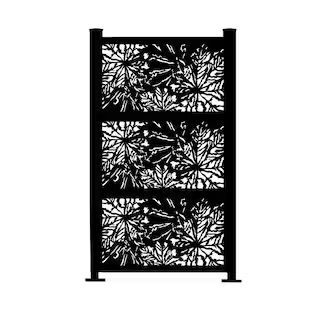 Ejoy 76 in. x 52 in. New Style Metal Art Laser Cut Metal Black Privacy Fence Screen, WideLeaves 2-Po | The Home Depot