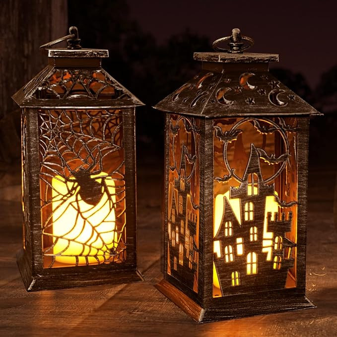 SHYMERY Halloween Lantern,14" Halloween Decorations for Home,Vintage Halloween Decor Lantern with... | Amazon (US)