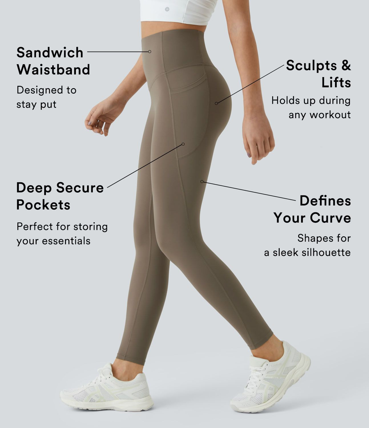 Women’s SoCinched High Waisted Tummy Control Side Pocket Shaping Training UltraSculpt Leggings ... | HALARA