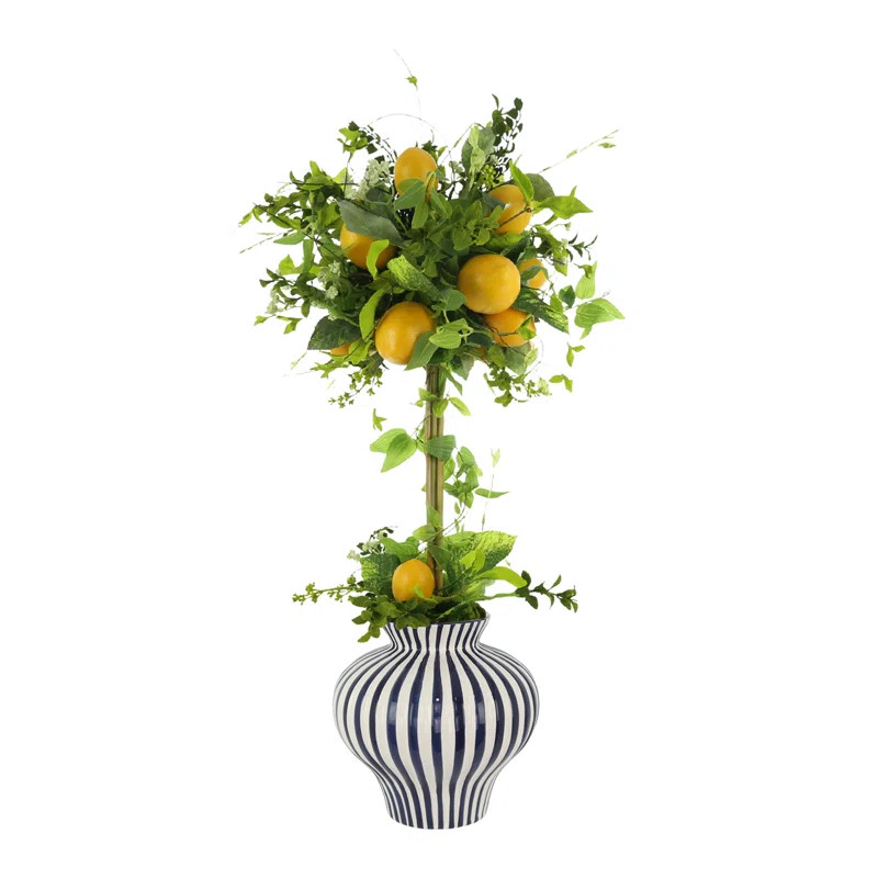 Lemon and Vine Topiary in Decorative Ceramic Vase | Perigold