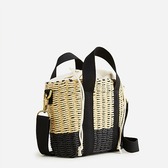 Small Montauk tote in straw with crossbody strap | J. Crew US