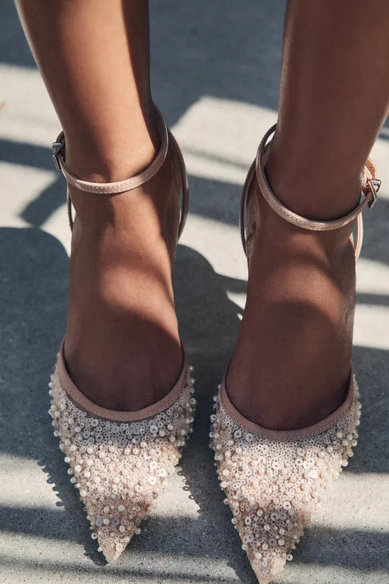 RHINESTONE MESH SLINGBACK HEELS | Zara UK