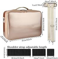 Large Professional Makeup Train Case, Rose Gold Waterproof Travel Cosmetic Bag 3 Layer Cosmetic C... | Amazon (US)
