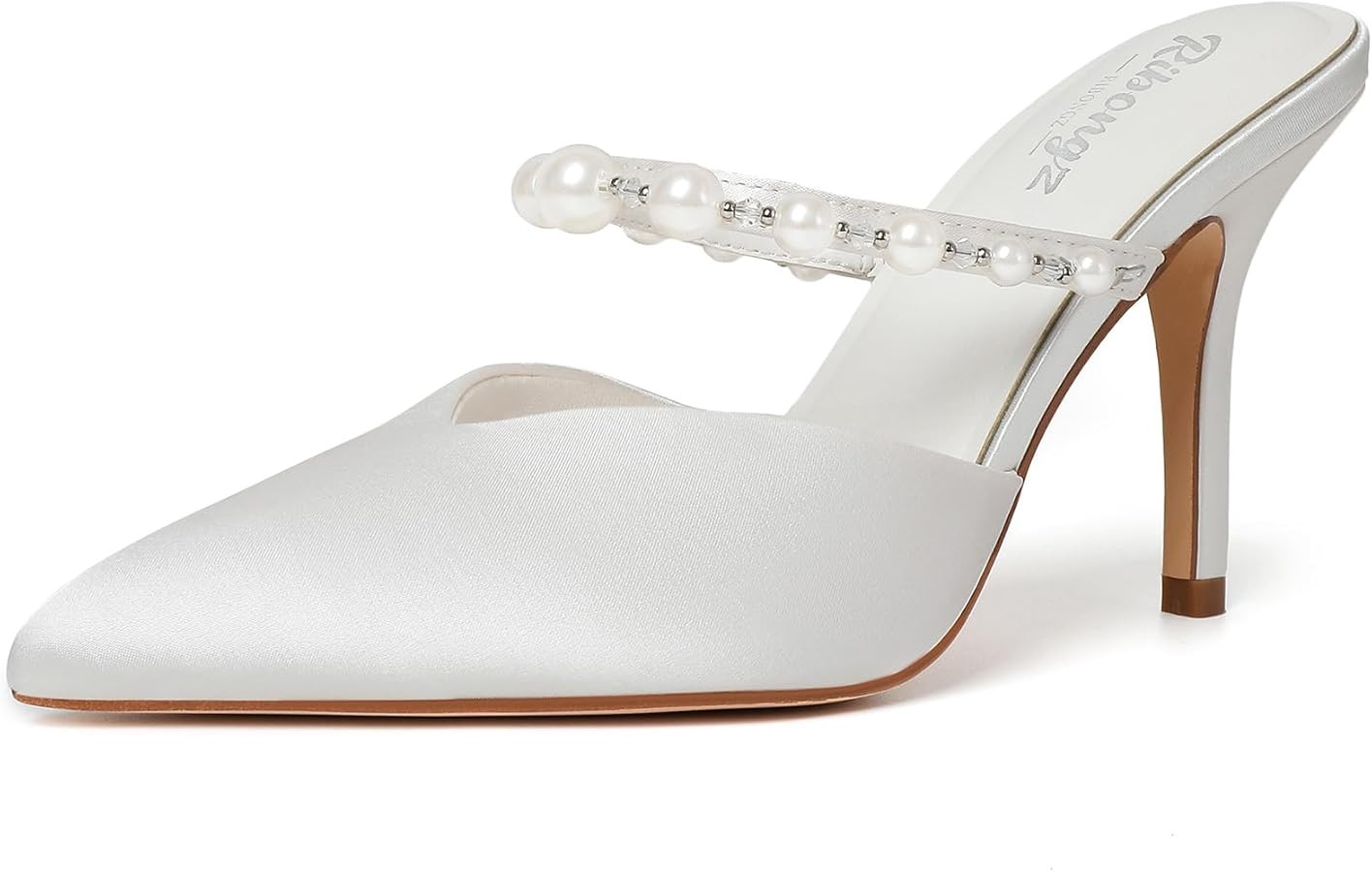 RINBONGZ Women's Pearl High Heels Pointed Closed Toe Wedding Shoes for Bride Stiletto Ankle Strap... | Amazon (US)