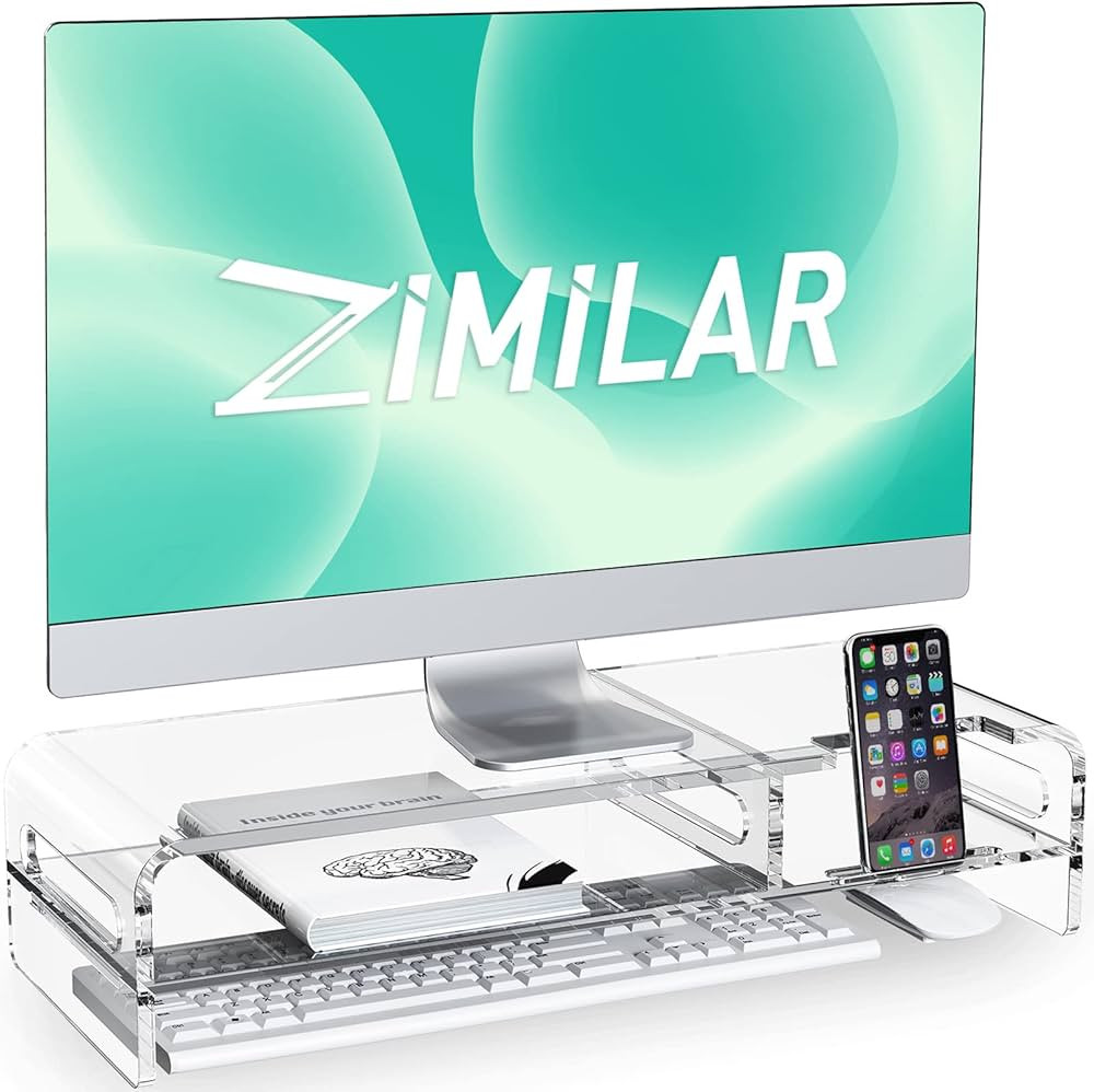 Zimilar Large Acrylic Monitor Stand Riser, 20 inch Acrylic Monitor Stand, 2-Tier Clear Monitor St... | Amazon (US)