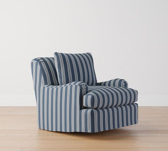 Carlisle Slipcovered Swivel Chair | Pottery Barn (US)