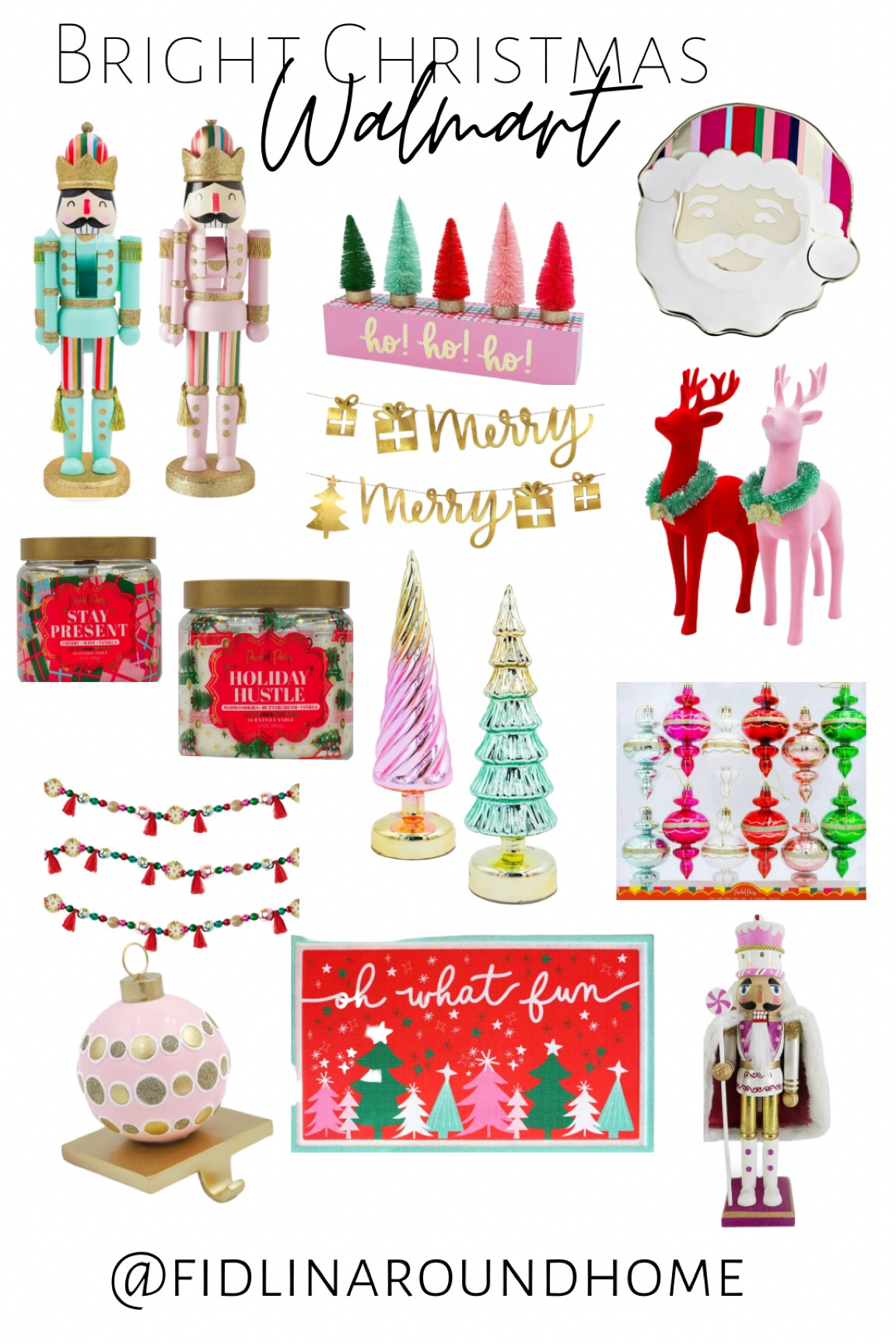 Merry and bright Christmas and holiday decor from Walmart! Pink and mint bright colors deer nutcrackers candles doormat ornaments garland stocking holder etc 

#LTKhome #LTKkids #LTKHoliday