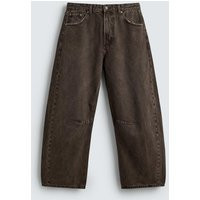 Zara - Washed Barrel Fit Pants - Brown - 29 (Us 29) - Man | Zara US