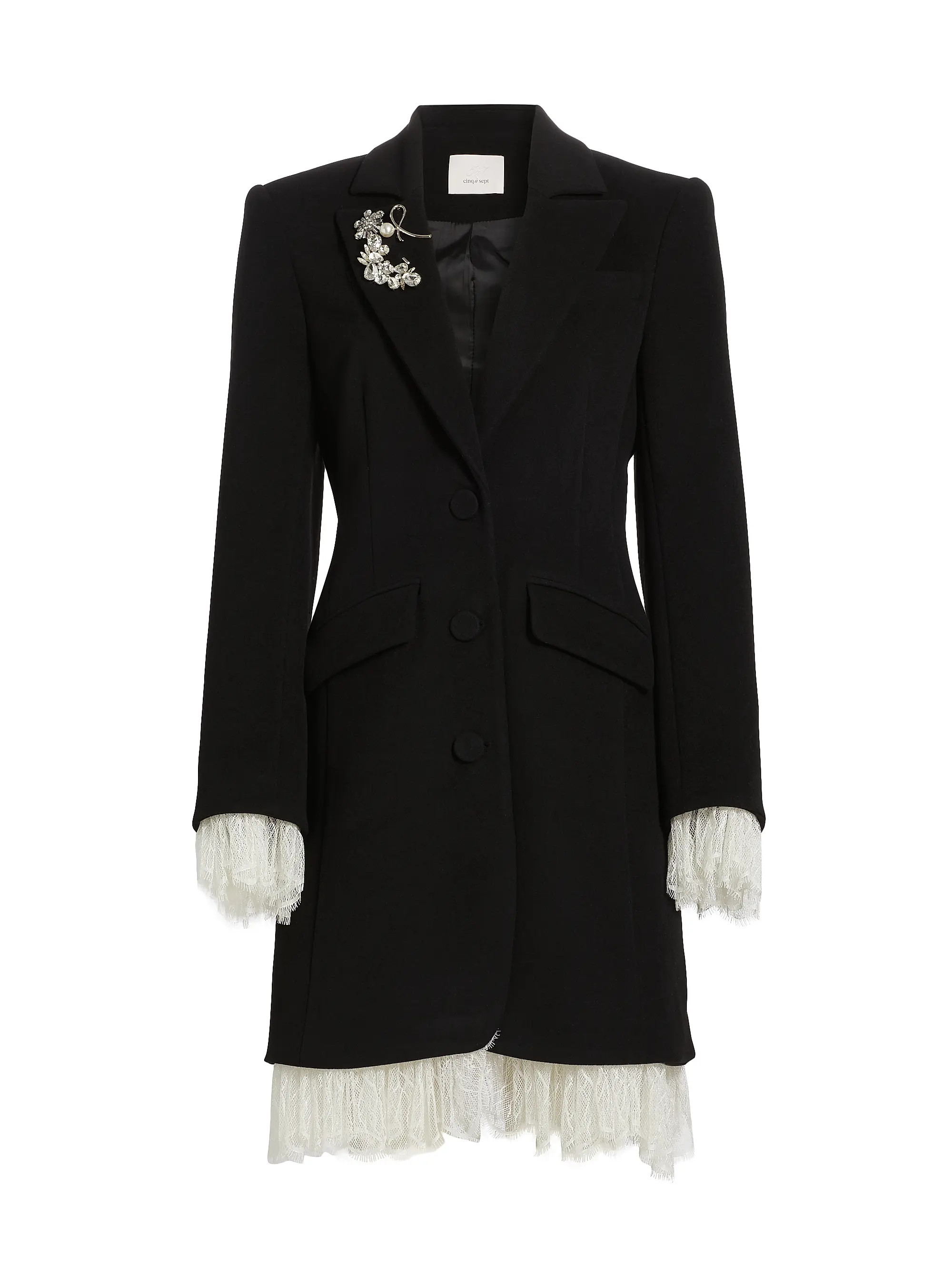 Roxie Lace-Trim Tailored Coat | Saks Fifth Avenue
