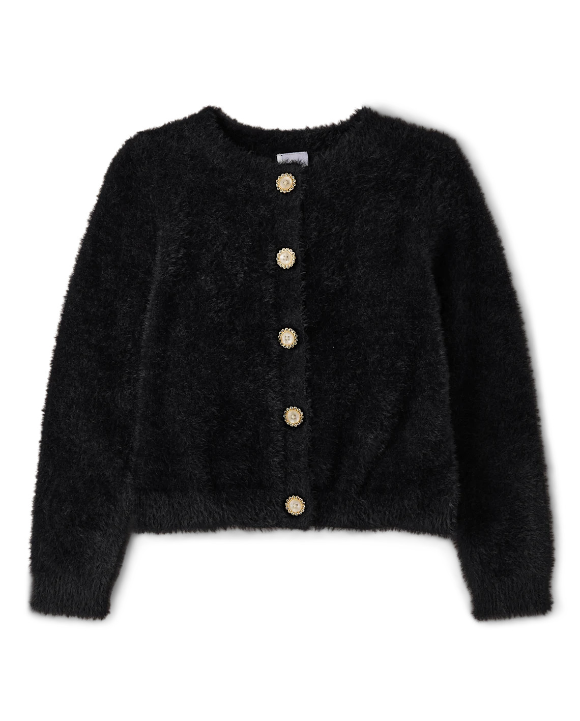 Girls Long Sleeve Embellished Eyelash Cardigan - Royal Christmas - BLACK | Gymboree | Gymboree
