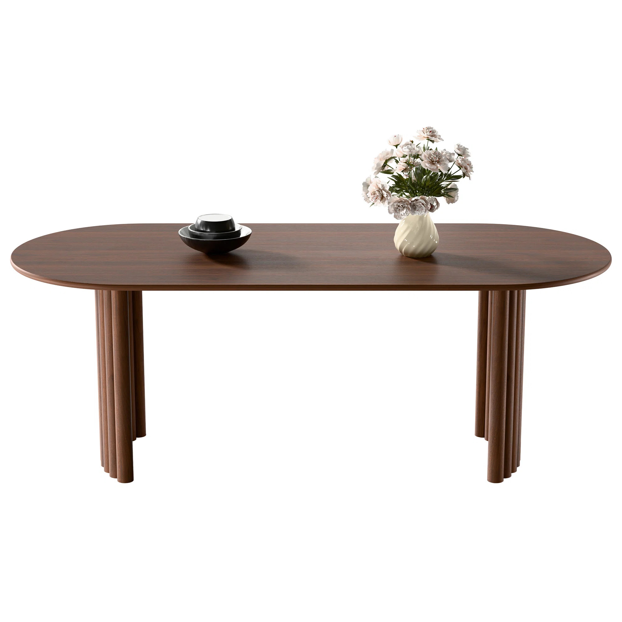 79" Double Pedestal Soild Wood Dining Table Oval Kitchen Table | Wayfair North America