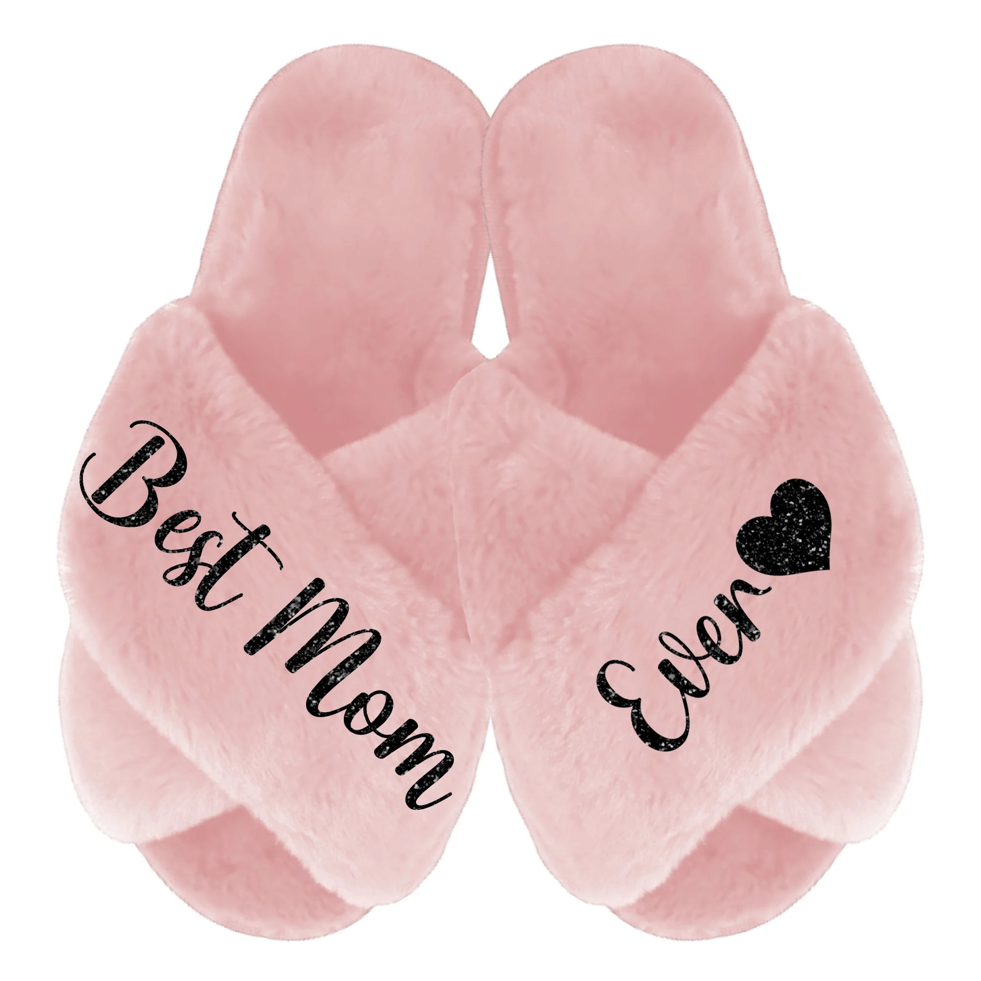 Best Mom Ever Slippers - Fluffy Criss Cross Slippers for Women - Sizes XS to XL (US 4-12) - Gifts... | Walmart (US)