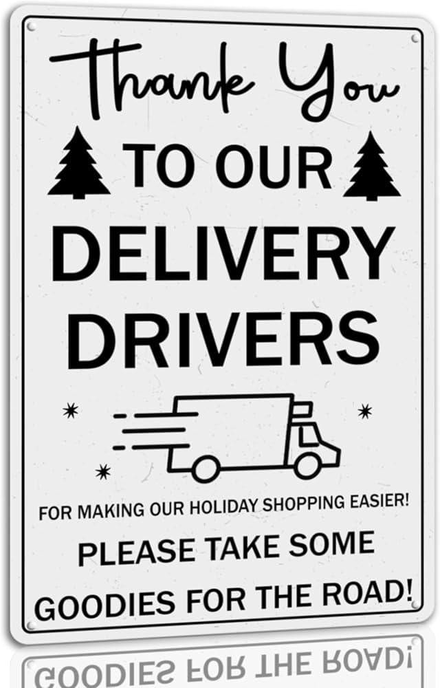 Thank You To Our Delivery Drivers Tin Sign Vintage Christmas Metal Signs Funny Santa Sign Christm... | Amazon (US)