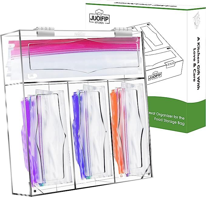 Acrylic Ziplock Bag Storage Organizer, Visible Food Storage Bags Organizer for Drawer & Wall, Sto... | Amazon (US)