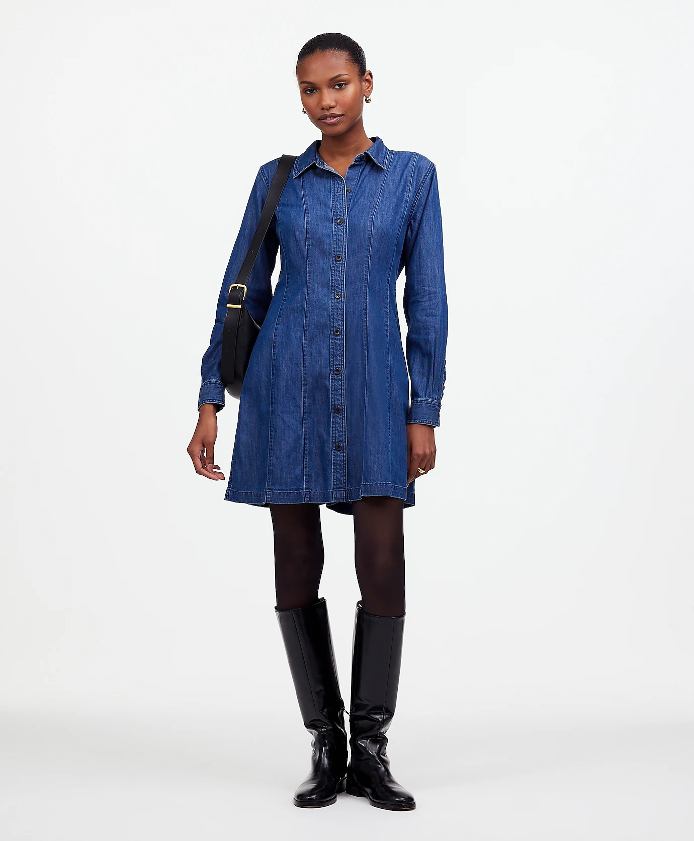 Denim Seamed Mini Dress in Clearfield Wash | Madewell
