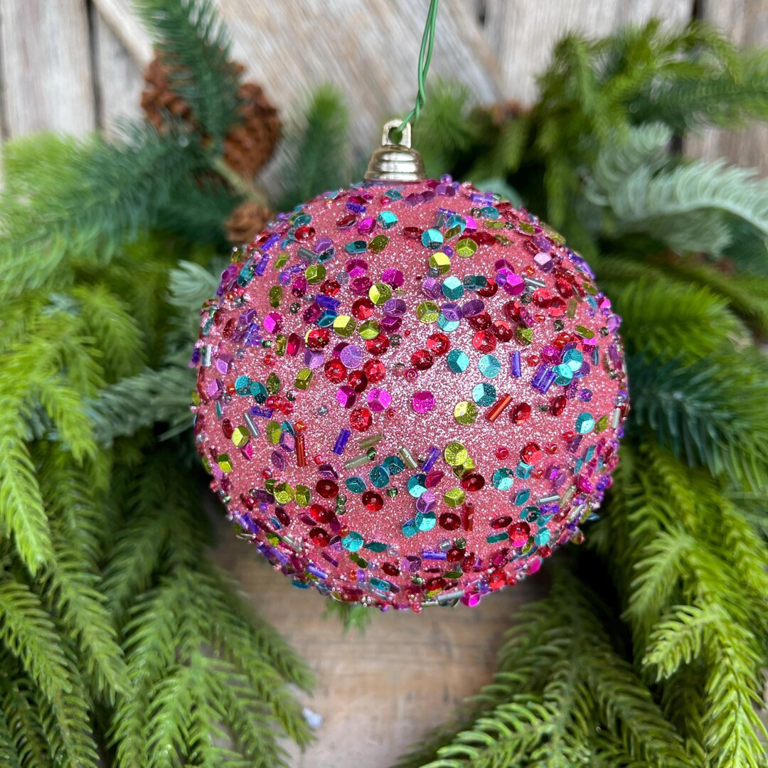 4" Pink Ornament, Pink Speckle Ornament, Farrisilk Ornament, Confetti Ornament, CX988-14 - Etsy | Etsy (US)