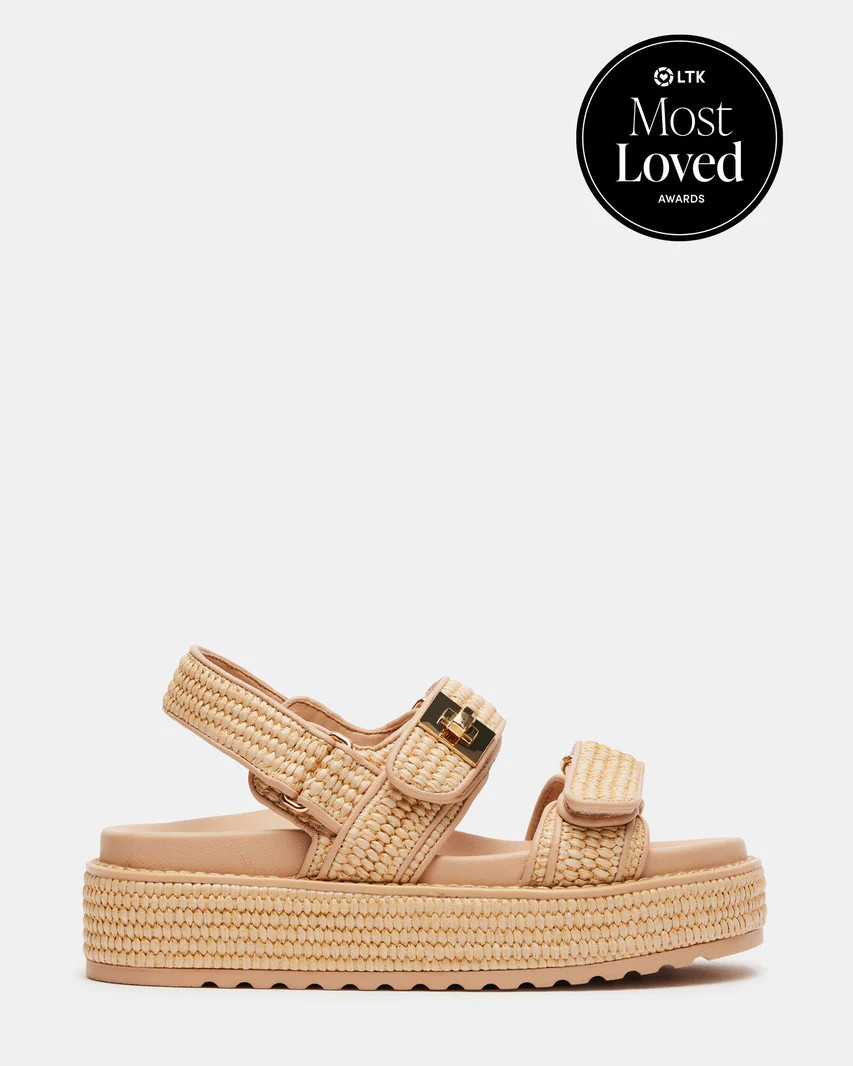 BIGMONA Natural Raffia Leather Women's Platform Sandal | Steve Madden (US)