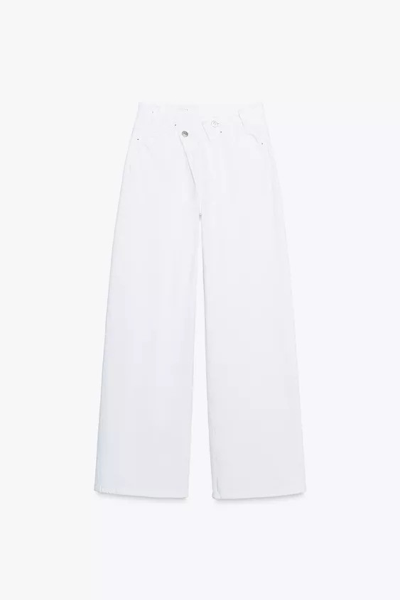 HIGH-WAIST TRF WIDE-LEG CROSSOVER WAIST JEANS | Zara UK