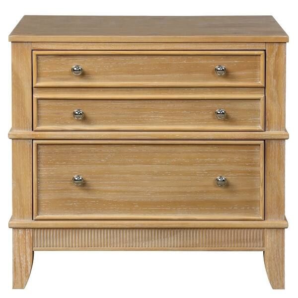 Hazel Bedroom 3-Drawer Nightstand with Natural Finish&Solid Pine Wood - Bed Bath & Beyond - 34185... | Bed Bath & Beyond