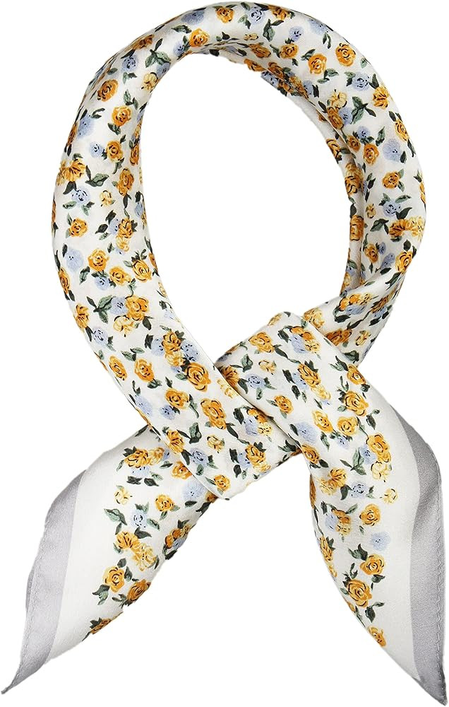 VIVIAN & VINCENT Pure Mulberry Silk Scarf for women Square Neck Scarfs 21" x 21" Lightweight Neck... | Amazon (US)