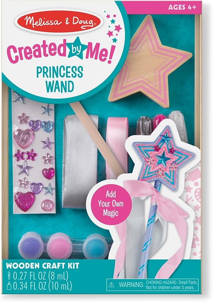 Melissa & Doug Created by Me! Wooden Princess Wand, Arts & Crafts Kit with Paint, Glitter Sticker... | Amazon (US)