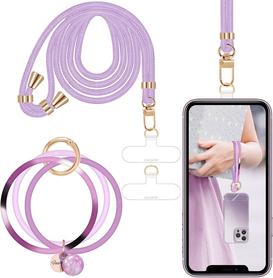 ROCONTRIP Phone Lanyard,2 in 1 Crossbody Lanyard Fashion Silicone Wrist Strap Phone Charms with 2... | Amazon (US)