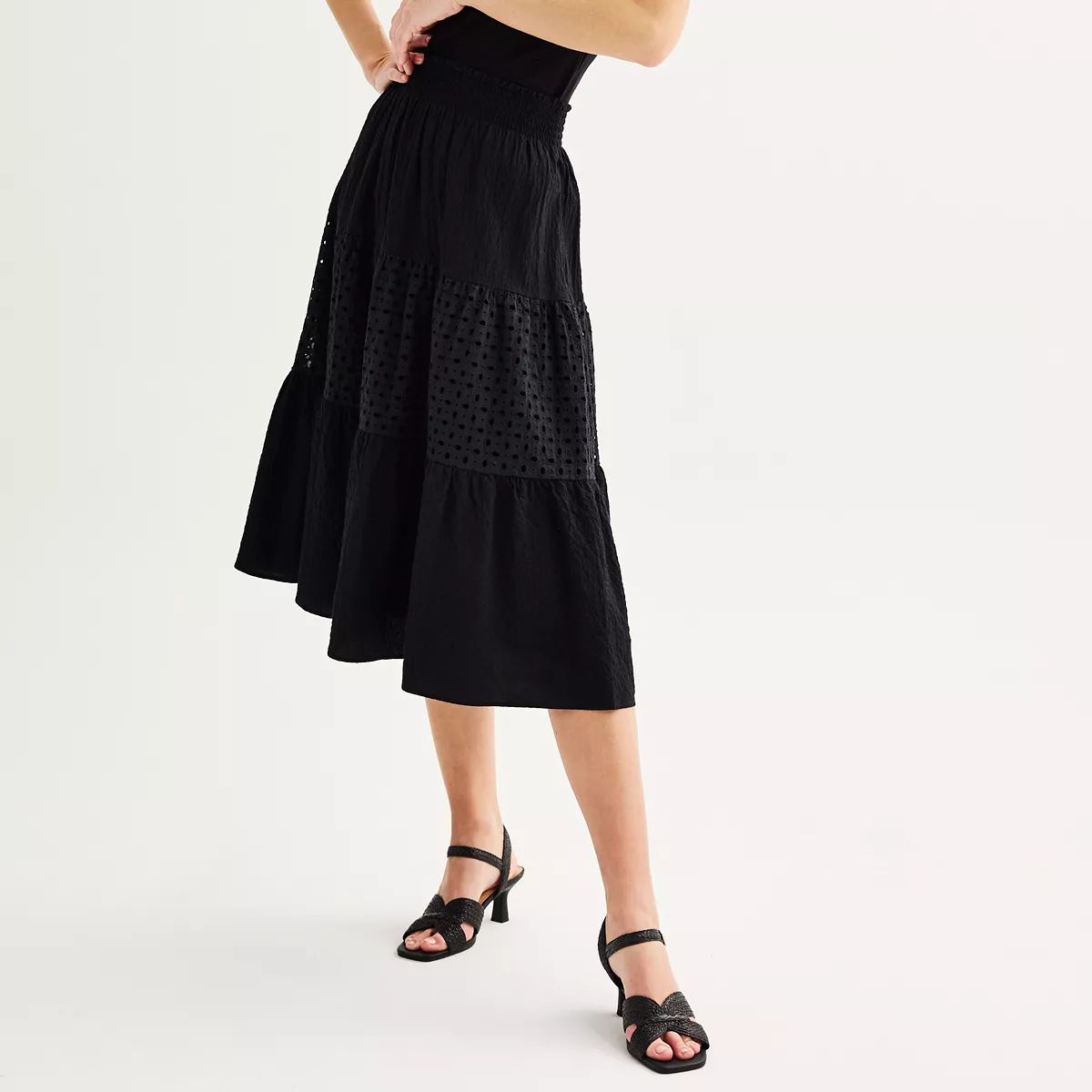 Women's Nine West Eyelet Midi Skirt | Kohl's