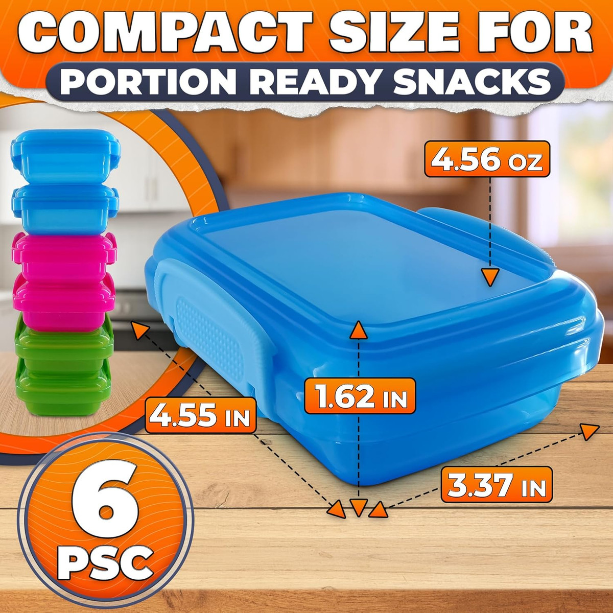 NADOBA 6 Pcs Lock Top Snack Containers, 4.6 Oz, Snap Lid, 3 Colors | Small Snap | eBay | eBay US