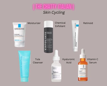 Skin Cycling products !! 

Check out my reels on my IG @thechattyitalian