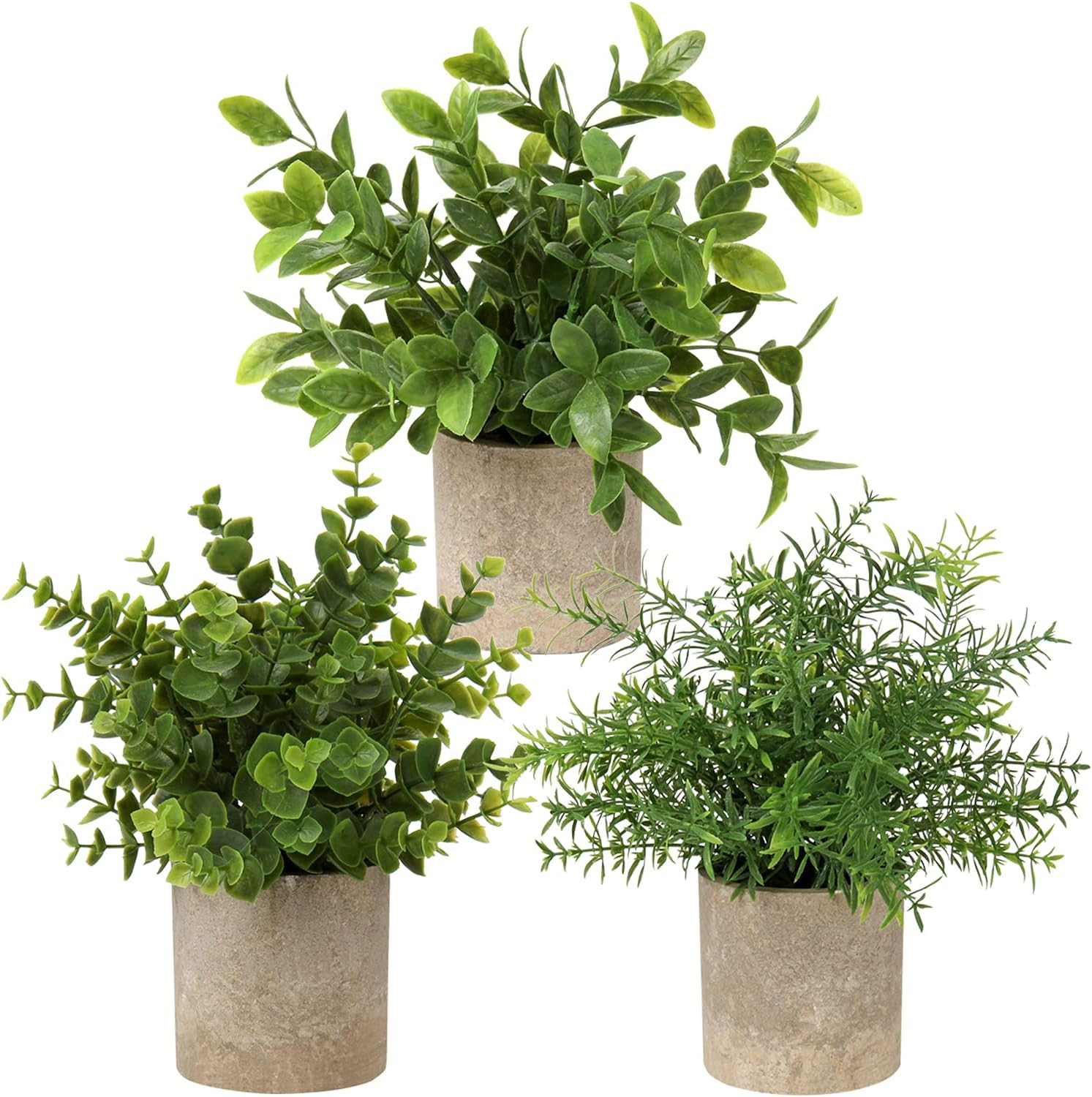 Briful Artificial Potted Plants Set of 3 Small Faux Plant Eucalyptus Mini Fake Plant Decor for Ho... | Amazon (US)
