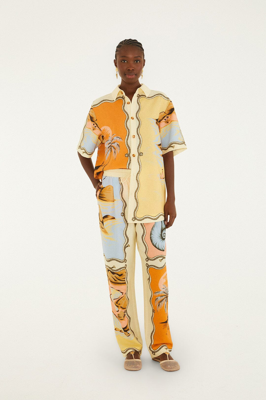 Multicolor Rio Souvenir Mixed Scarf Lenzing\u0099 Ecovero\u0099 Euroflax\u0099 Pants | FARM Rio | FarmRio (US)