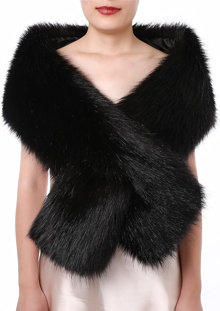 Dikoaina Women's Winter Fake Faux Fur Scarf Wrap Collar Shawl Shrug | Amazon (US)