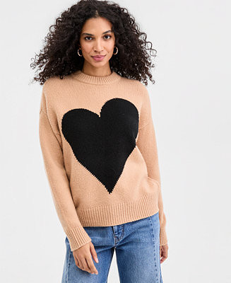On 34th Women's Crewneck Heart Sweater, Macy's Exclusive - Macy's | Macy's