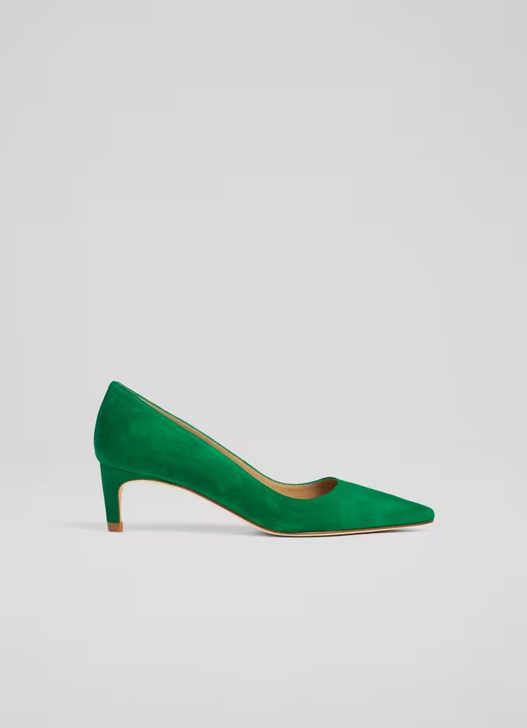 Ava Green Suede Kitten Heel Courts | L.K. Bennett (UK)