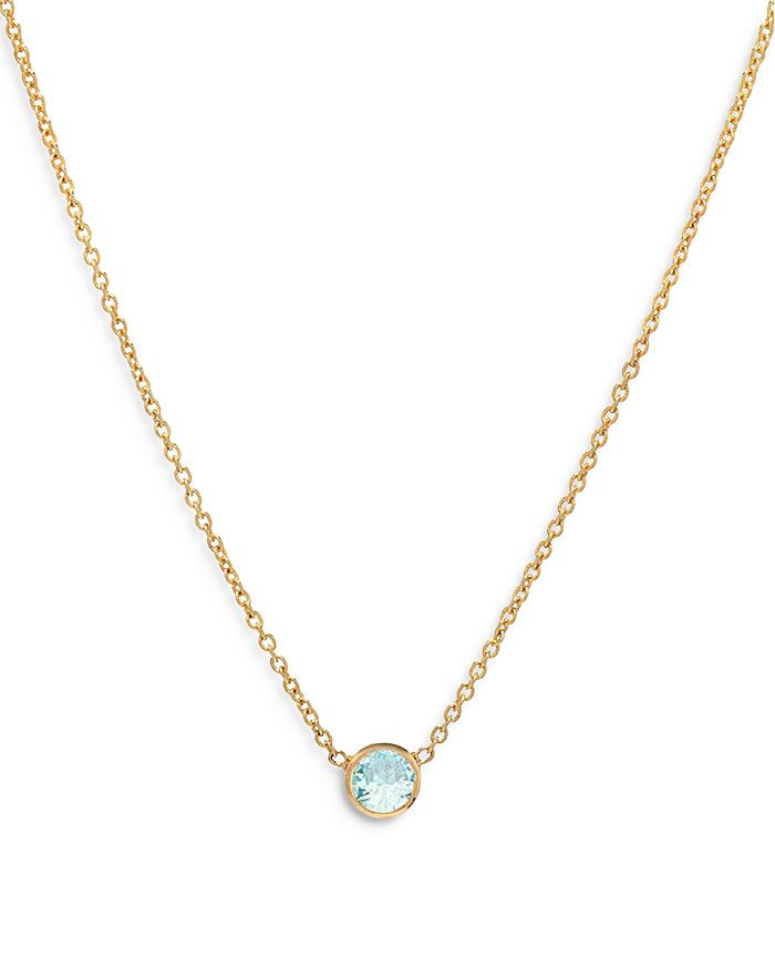 14K Yellow Gold Aquamarine Birthstone Solitaire Pendant Necklace, 16-18" | Bloomingdale's (US)