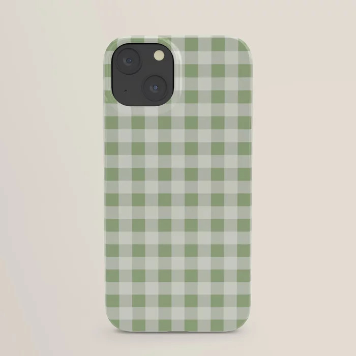 Gingham Pattern - Natural Green iPhone Case | Society6