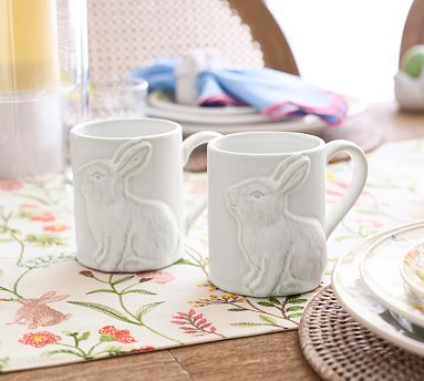 Rustic Bunny Stoneware Mugs | Pottery Barn (US)