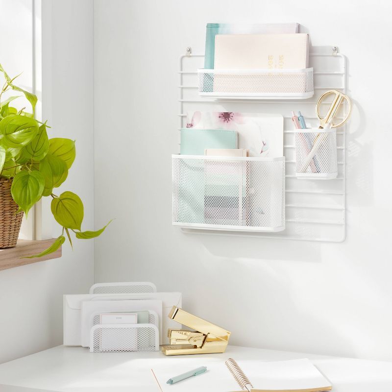 Mesh Wall Office Supply Organizer White - Brightroom&#8482; | Target