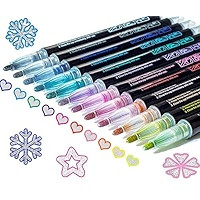 Stocking Stuffers Teen Girls: 12 Glitter Markers Christmas Gifts Teens Outline Glitter Pens Shimm... | Amazon (US)
