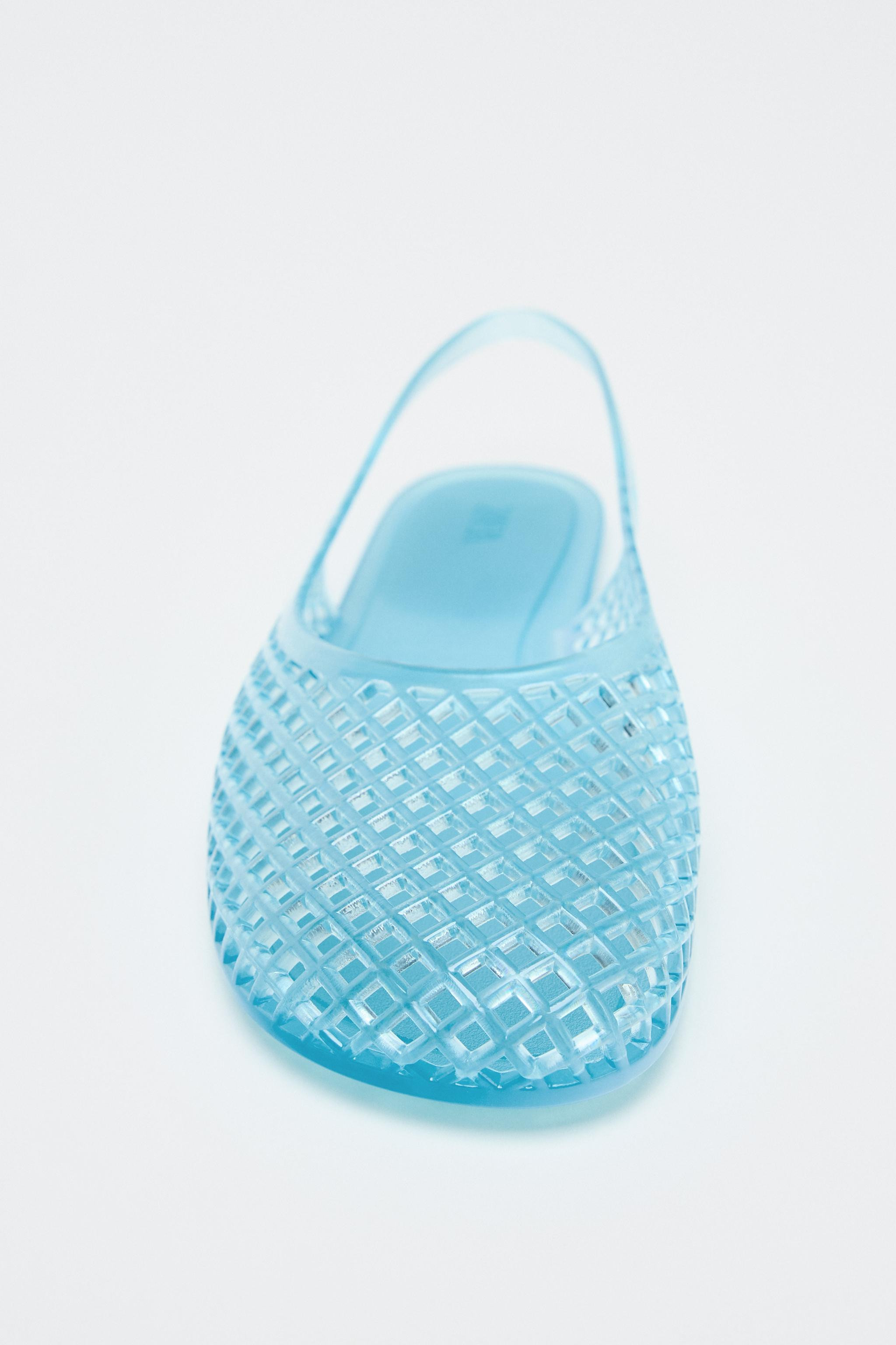 RUBBERIZED EFFECT SLINGBACK SHOES Blue Beige | Zara US