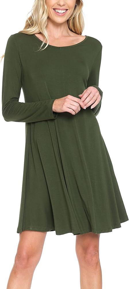 AULOA, Women's Long Sleeve Casual Tunic Dress, Loose Relaxed T Shirt Fabric, Stylish and Fashion For | Amazon (US)