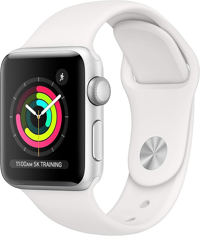 Apple Watch Series 3 (GPS, 38mm) - Silver Aluminum Case with White Sport Band | Amazon (US)