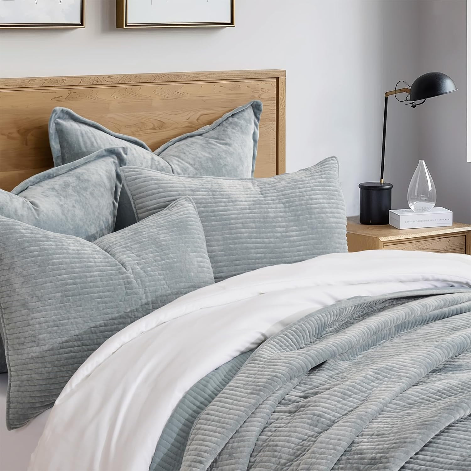 EVERGRACE Velvet Quilt Set King Size, Luxurious Soft Velvet Bedding Sets, Lightweight Velvet Comf... | Amazon (US)